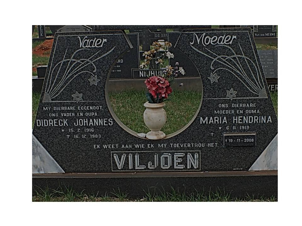 VILJOEN Didreck Johannes 1916-1983 &amp; Maria Hendrina 1919-2008