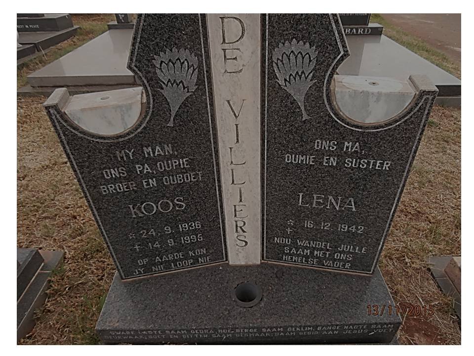 VILLIERS Koos, de 1936-1995 &amp; Lena 1942-
