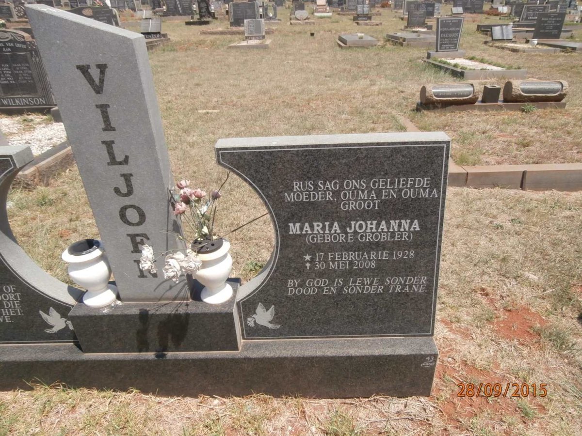 VILJOEN Maria Johanna nee GROBLER 1928-2008