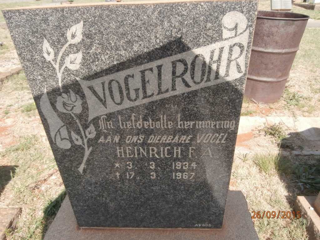 VOGELROHR Heinrich F.A. 1934-1967