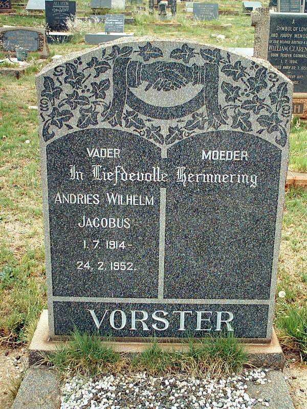 VORSTER Andries Wilhelm Jacobus 1914-1952