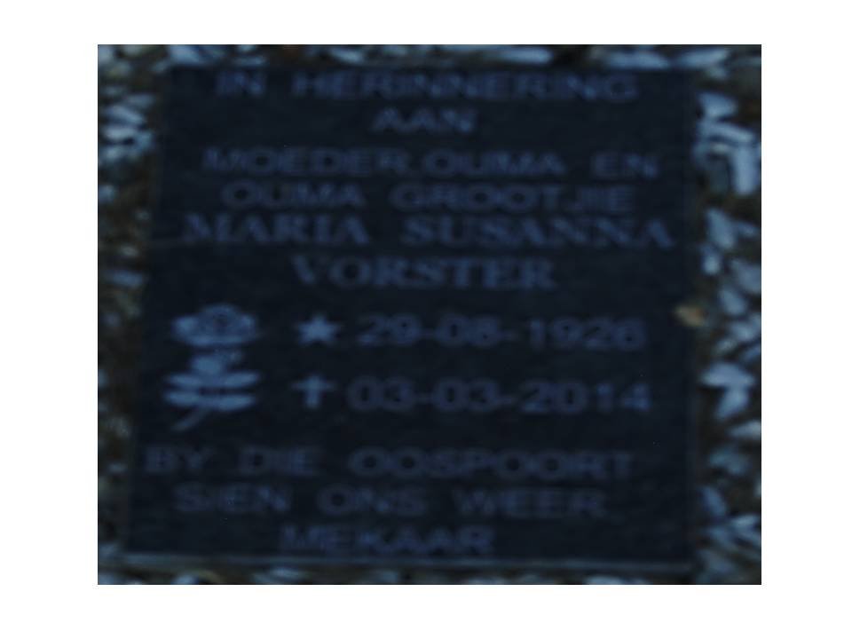 VORSTER Maria Susanna 1926-2014