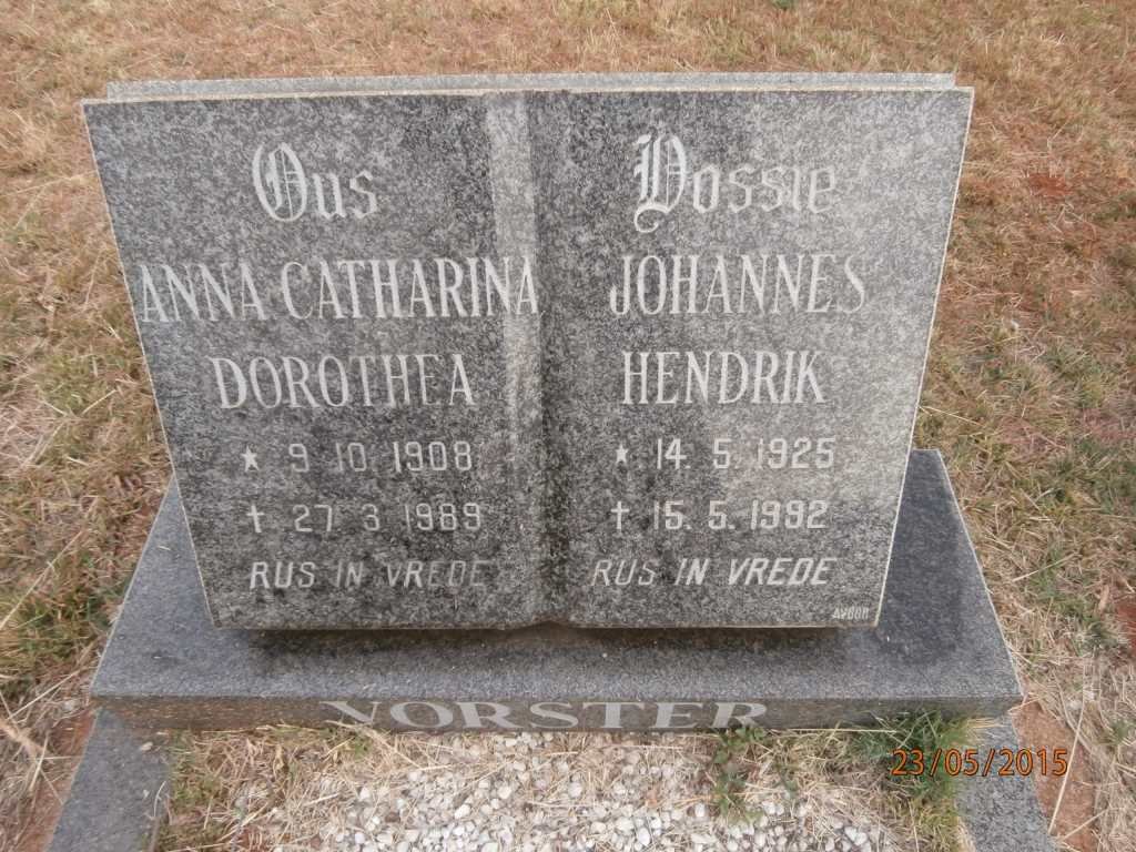 VORSTER Anna Catharina Dorothea 1908-1989 :: VORSTER Johannes Hendrik 1925-1992