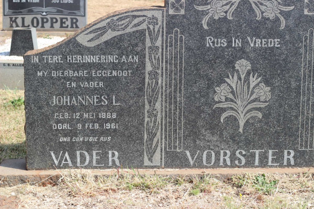 VORSTER Johannes L. 1888-1961 &amp; Anna Augusta 1894-1965