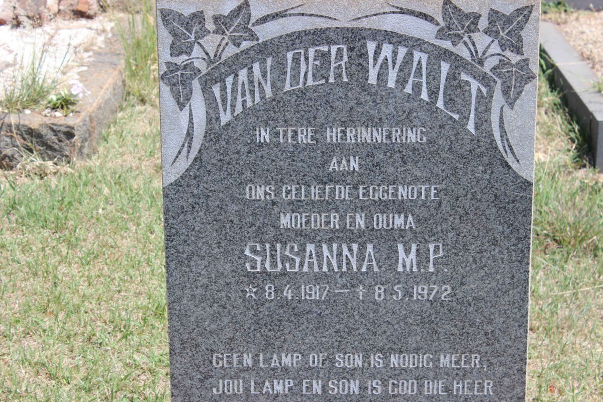 WALT Susanna M.P., van der 1917-1972
