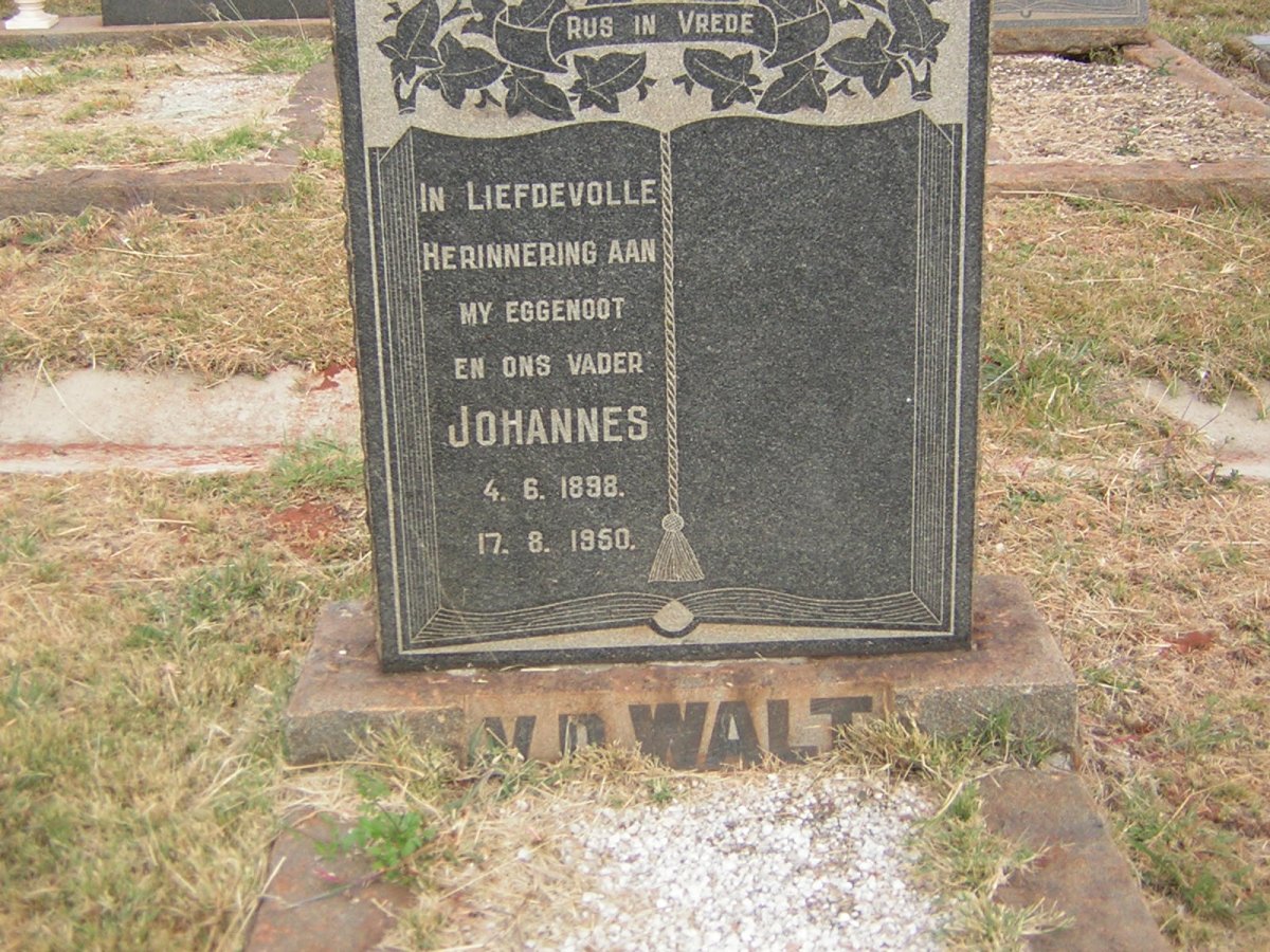 WALT Johannes, v.d. 1898-1950