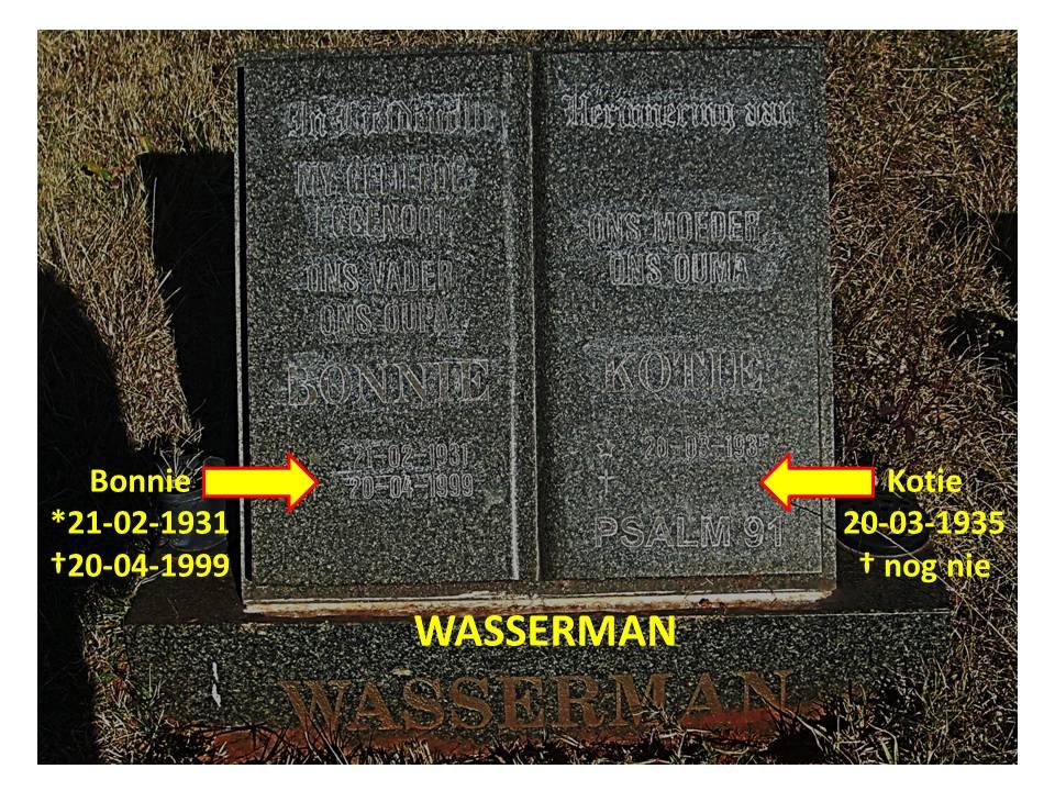 WASSERMAN Bonnie 1931-1999 &amp; Kotie 1935-