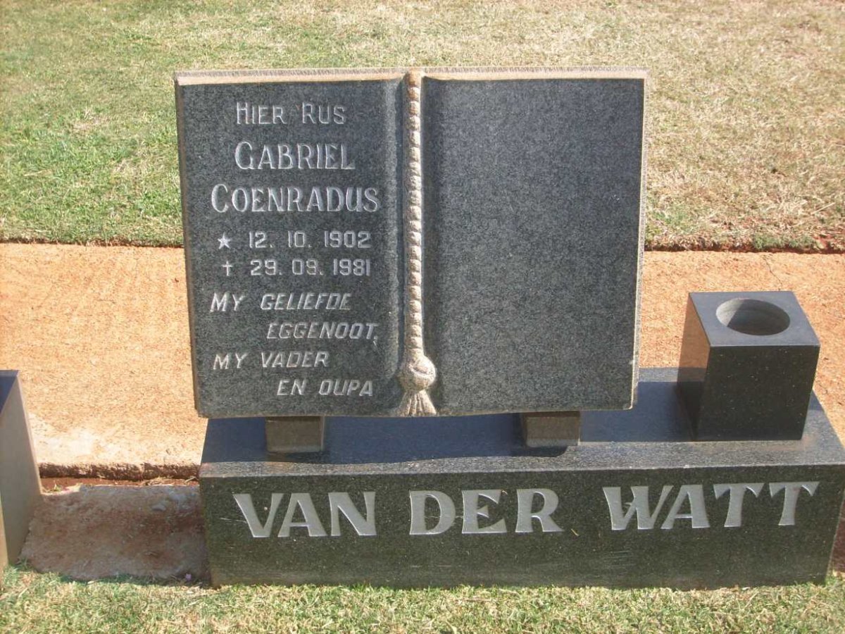 WATT Gabriel Coenradus, van der 1902-1981