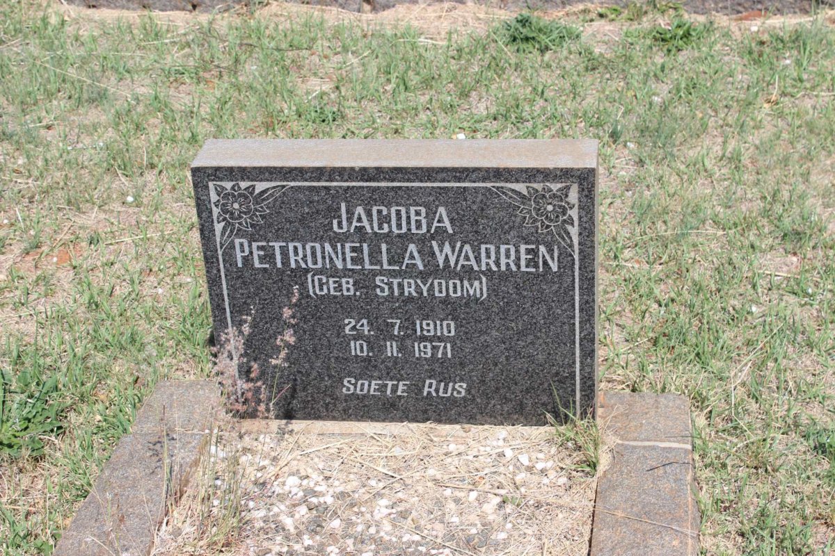 WARREN Jacoba Petronella nee STRYDOM 1910-1971