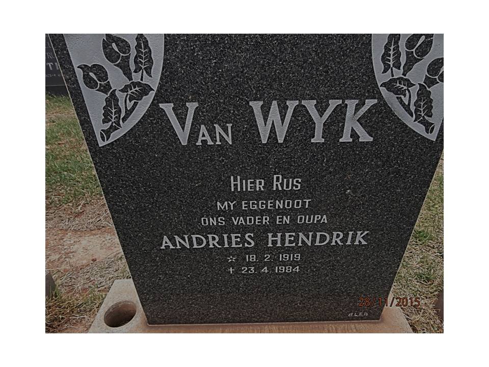 WYK Andries Hendrik, van 1919-1984