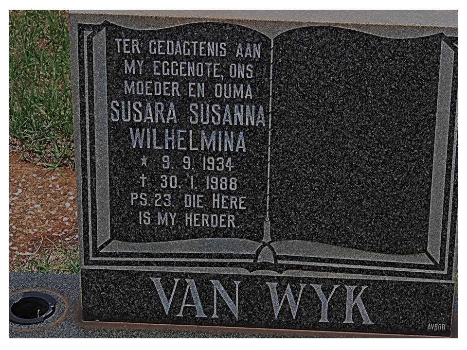 WYK Susara Susanna Wilhelmina, van 1934-1988