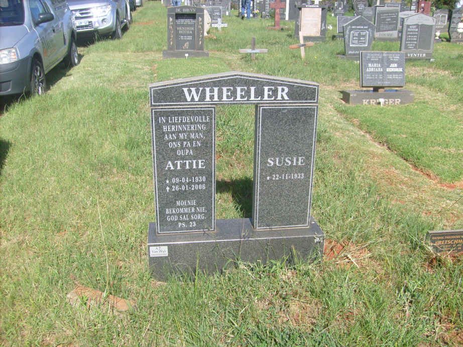 WHEELER Attie 1930-2006 &amp; Susie 1933-