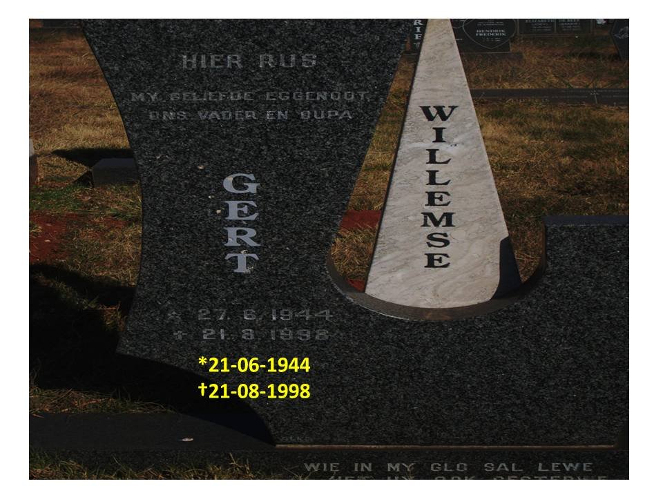 WILLEMSE Gert 1944-1998