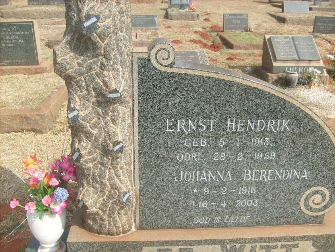WITT Ernst Hendrik, de 1913-1959 &amp; Johanna Berendina 1916-2003