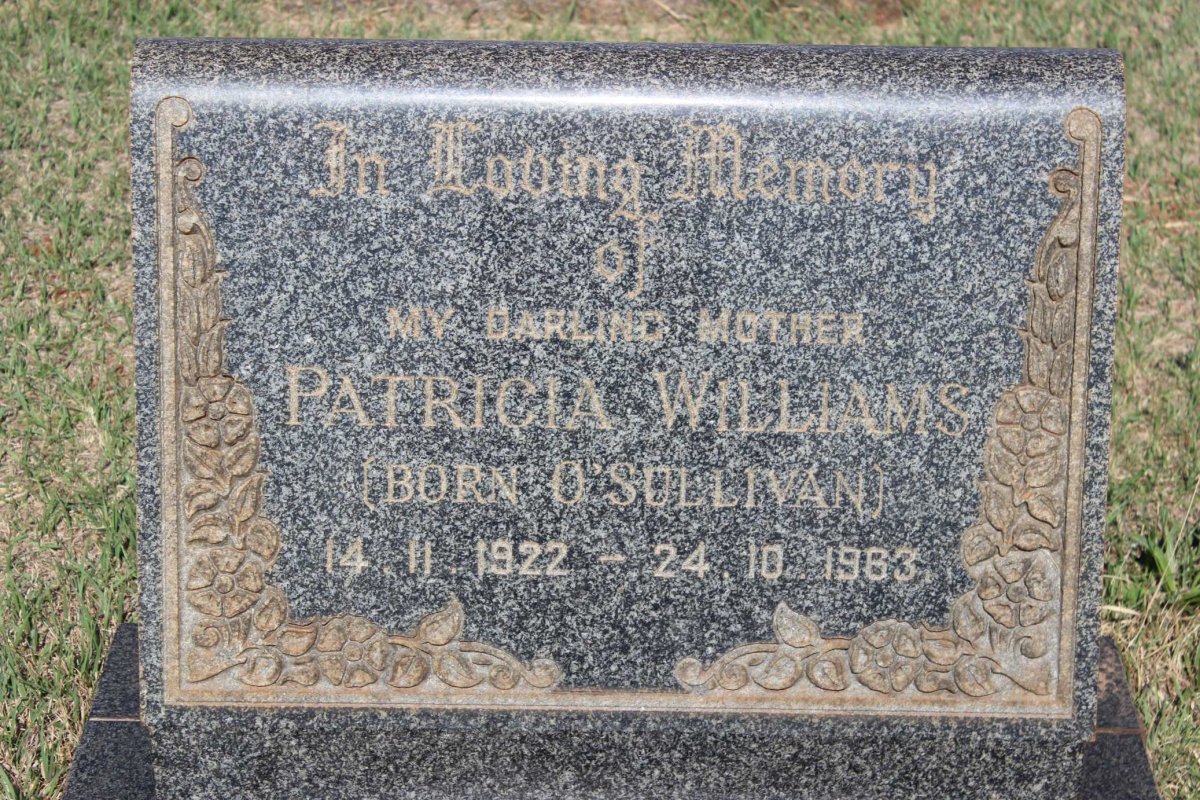 WILLIAMS Patricia nee O'SULLIVAN 1922-1963