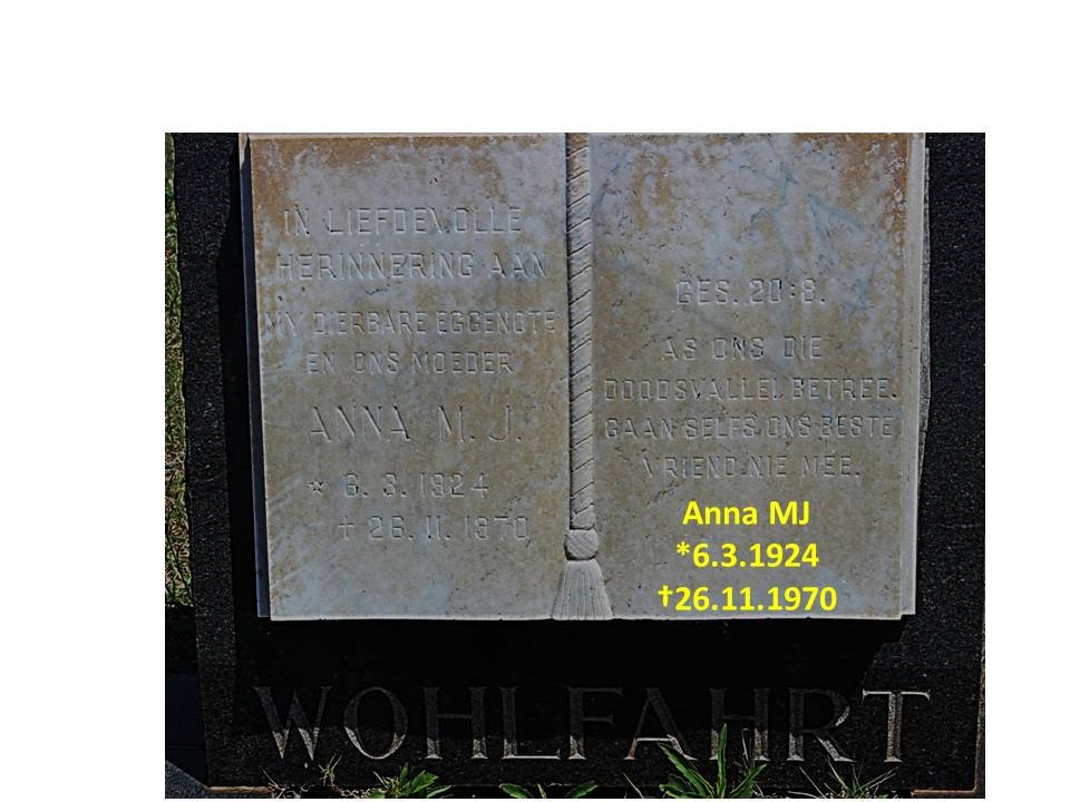 WOHLFAHRT Anna M.J. 1924-1970