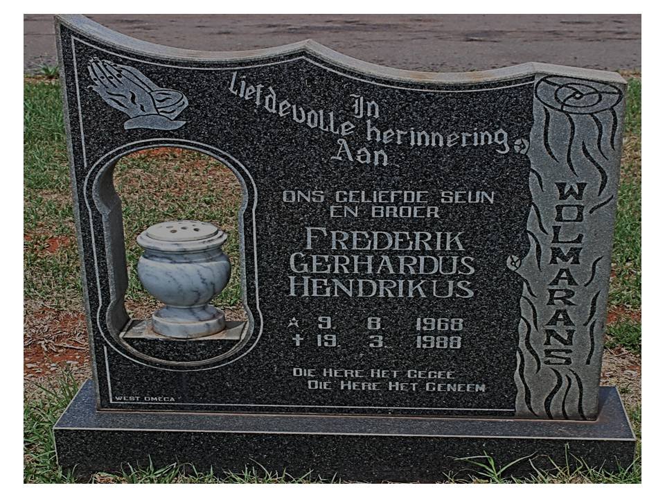 WOLMARANS Frederik Gerhardus Hendrikus 1968-1988
