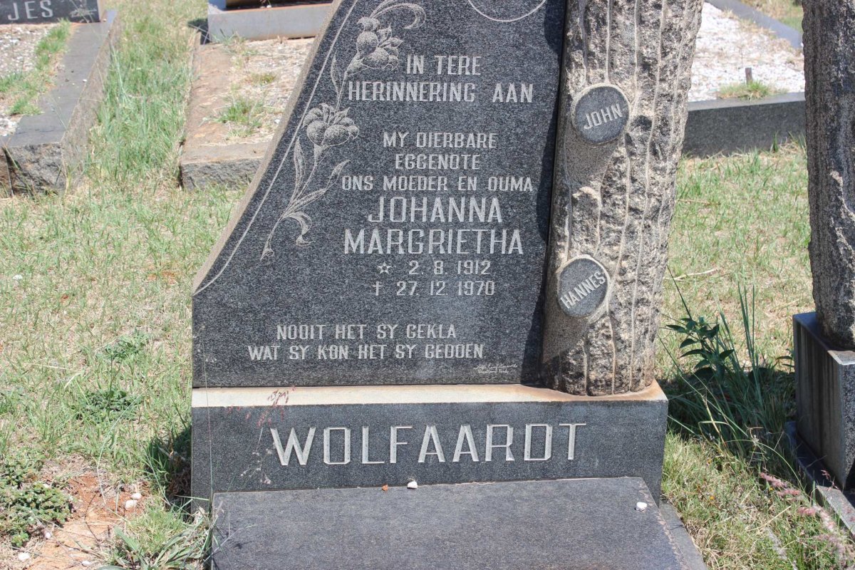 WOLFAARDT Johanna Magrietha 1912-1970