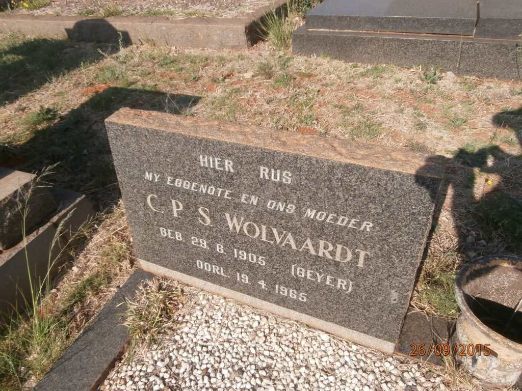 WOLVAARDT C.P.S. nee GEYER 1905-1965