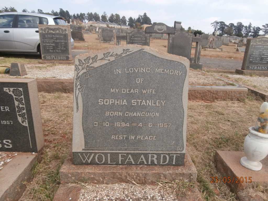 WOLFAARDT Sophia Stanley nee CHANCUION 1894-1957