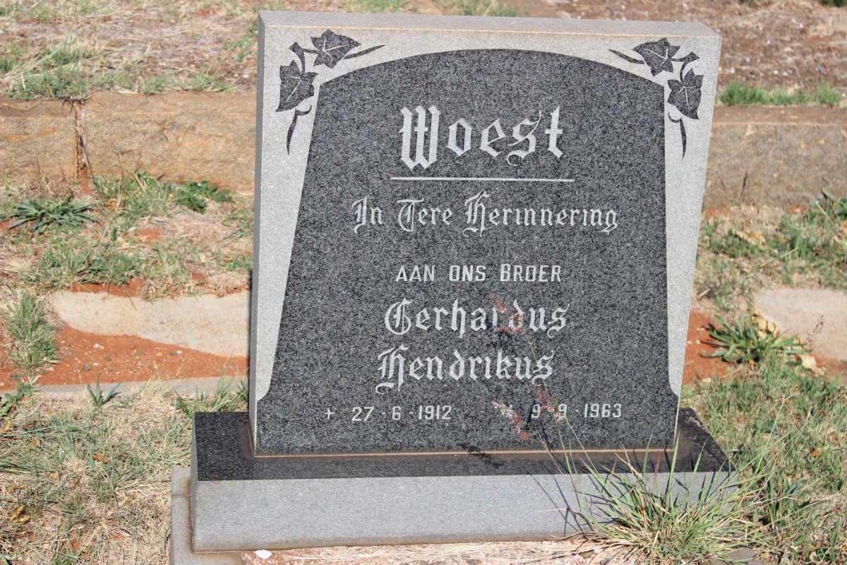 WOEST Gerhardus Hendrikus 1912-1963