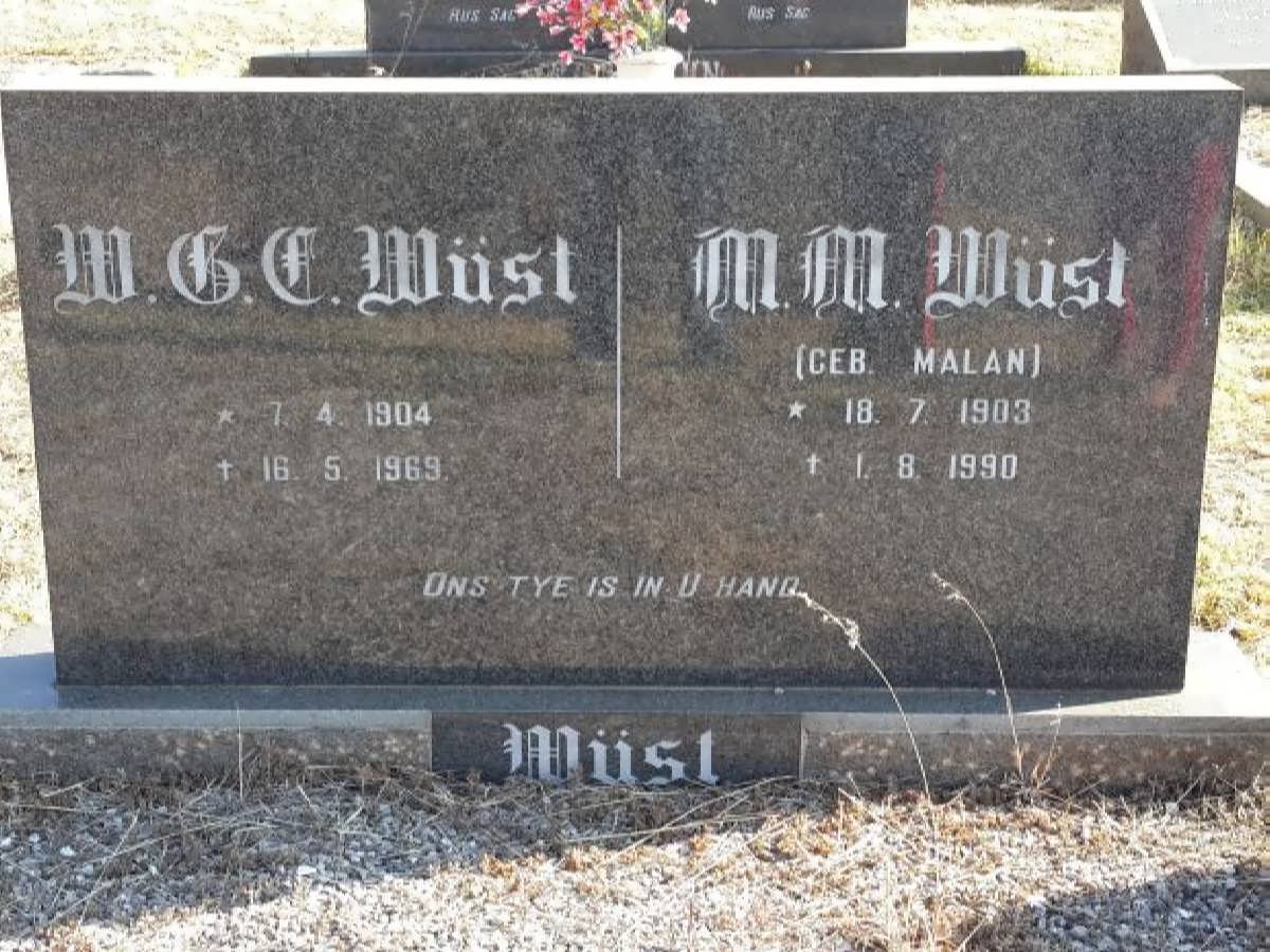 WÜST W.G.C. 1904-1969 &amp; M.M. MALAN 1903-1990