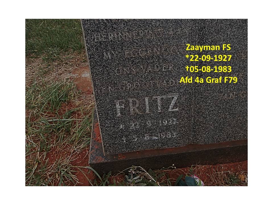 ZAAYMAN Fritz 1927-1983
