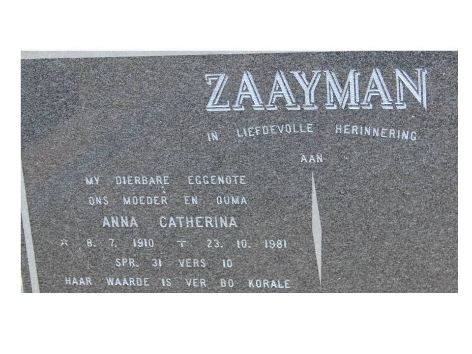 ZAAYMAN Anna Catherina 1910-1981