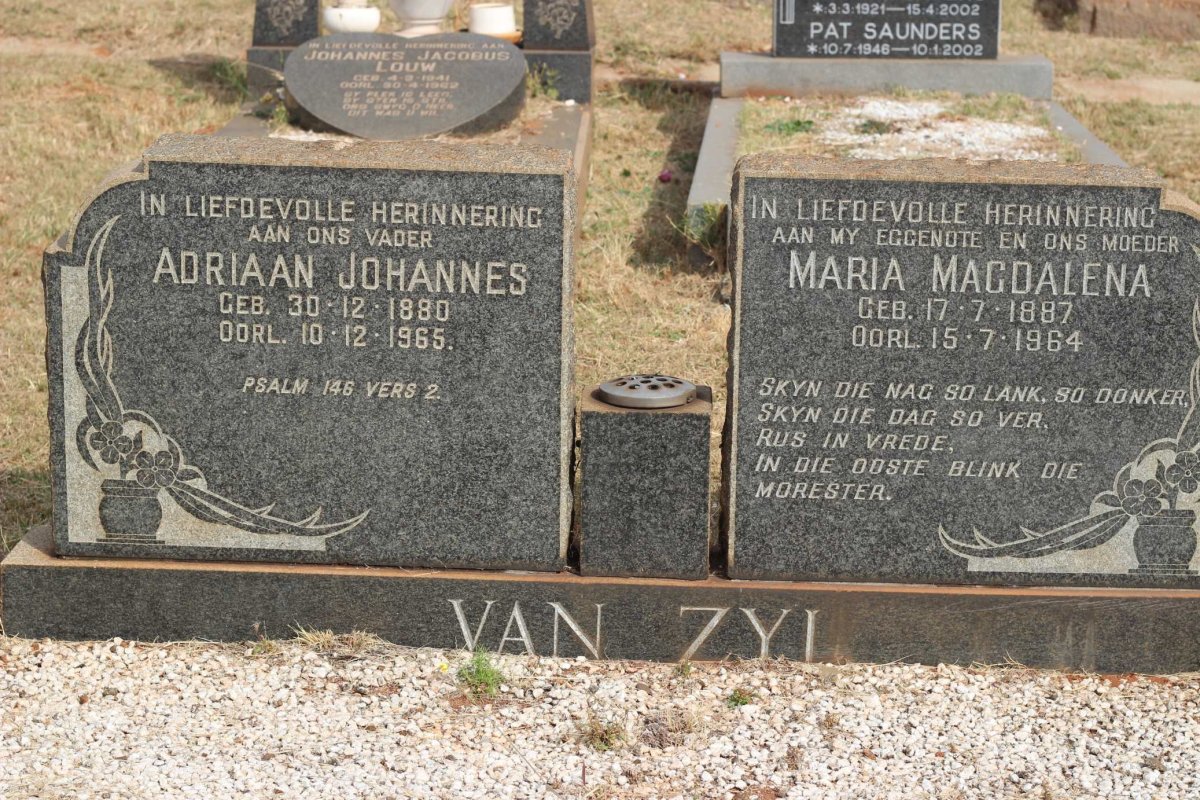 ZYL Adriaan Johannes, van 1880-1965 &amp; Maria Magdalena 1887-1964