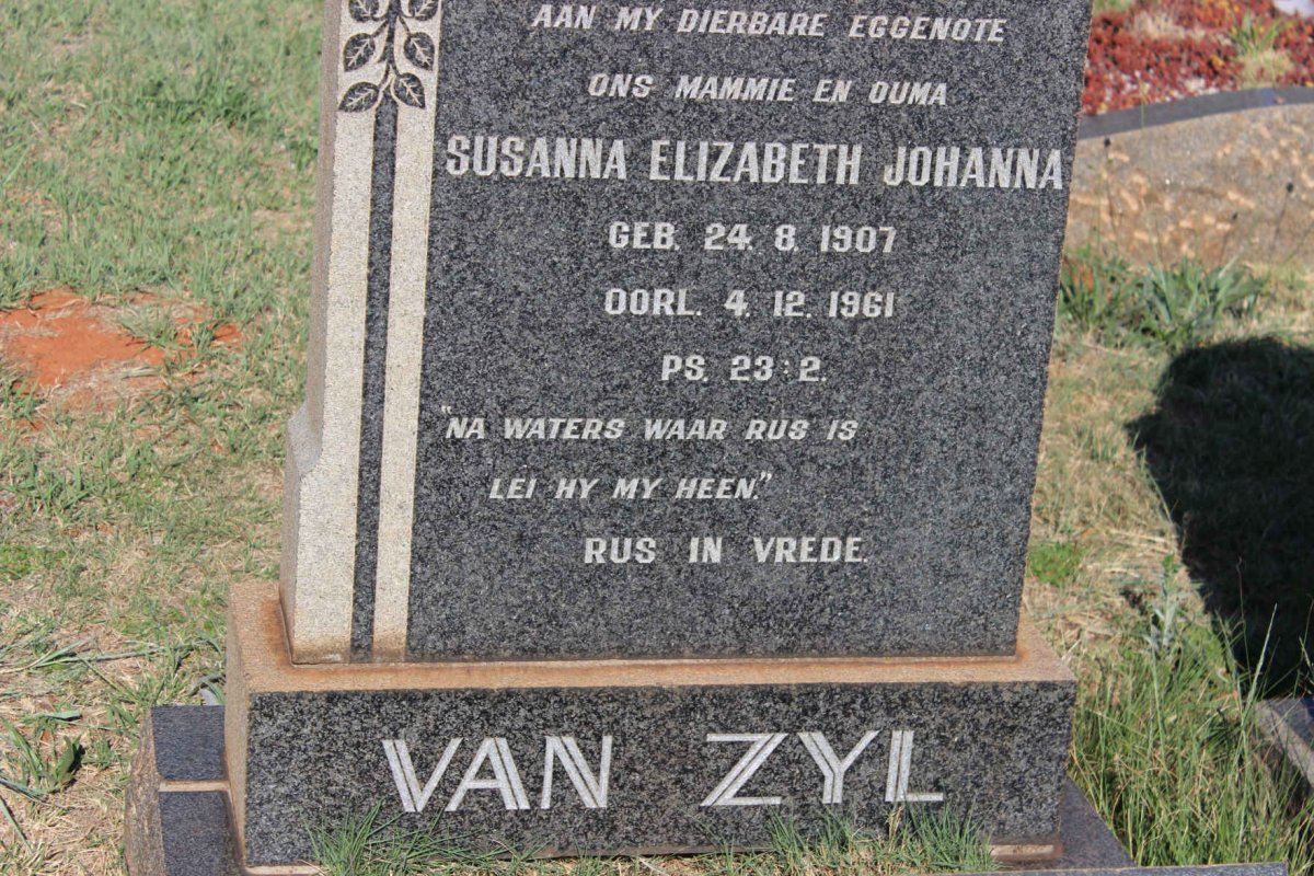 ZYL Susanna Elizabeth Johanna, van 1907-1961