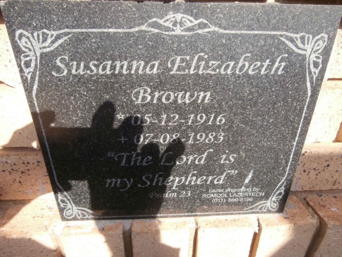 BROWN Susanna Elizabeth 1916-1983