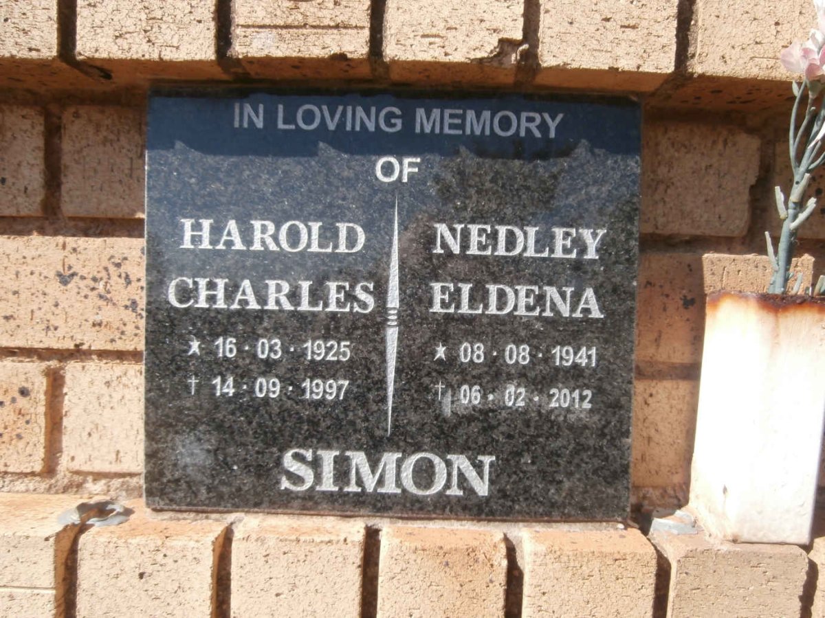 SIMON Harold Charles 1925-1997 &amp; Nedley Eldena 1941-2012