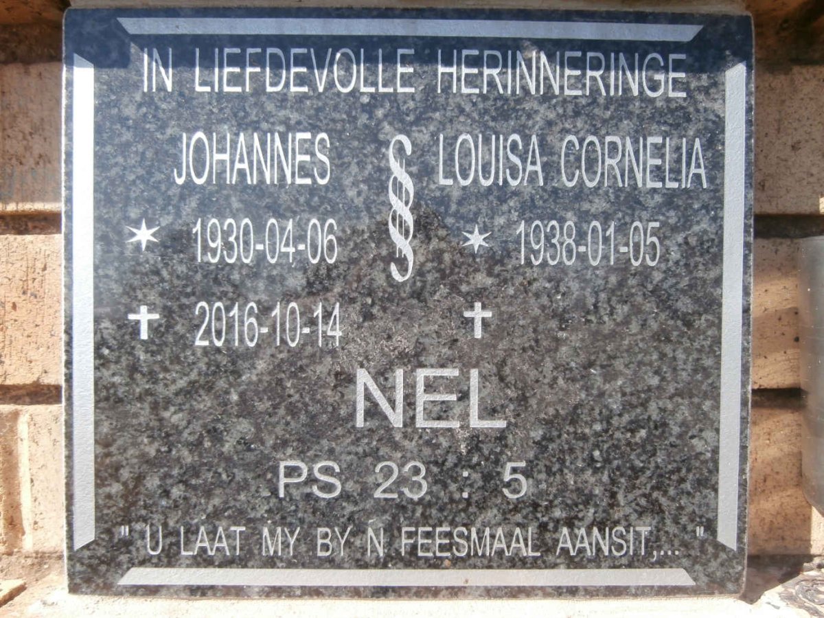 NEL Johannes 1930-2016 &amp; Louisa Cornelia 1938-