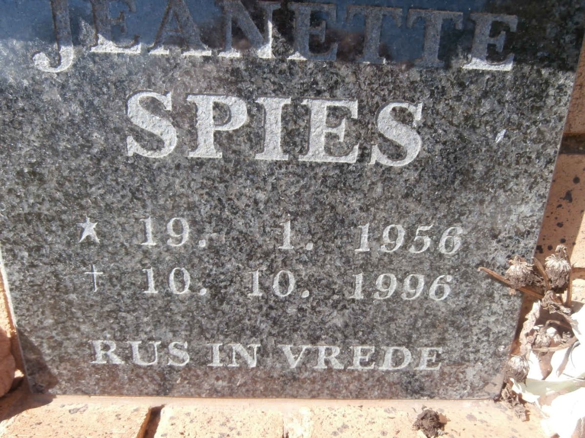 SPIES Jeanette 1956-1996