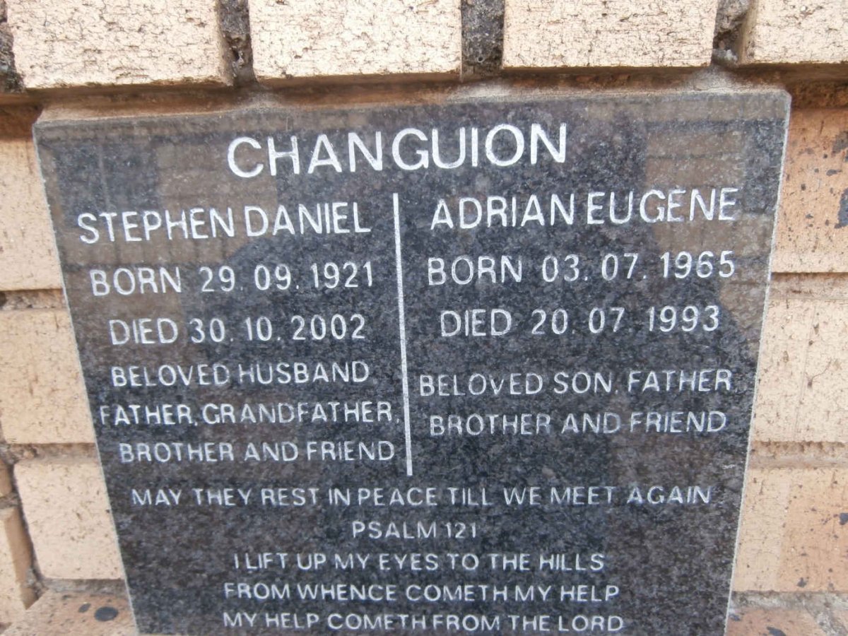 CHANGUION Stephen Daniel 1921-2002 :: CHANGUION Adrian Eugene 1965-1993