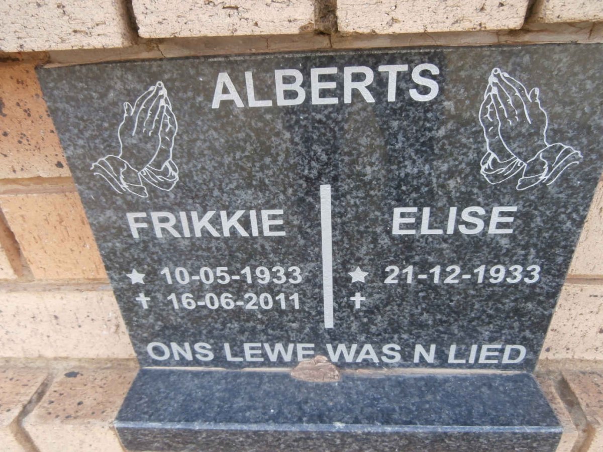 ALBERTS Frikkie 1933-2011 &amp; Elise 1933-
