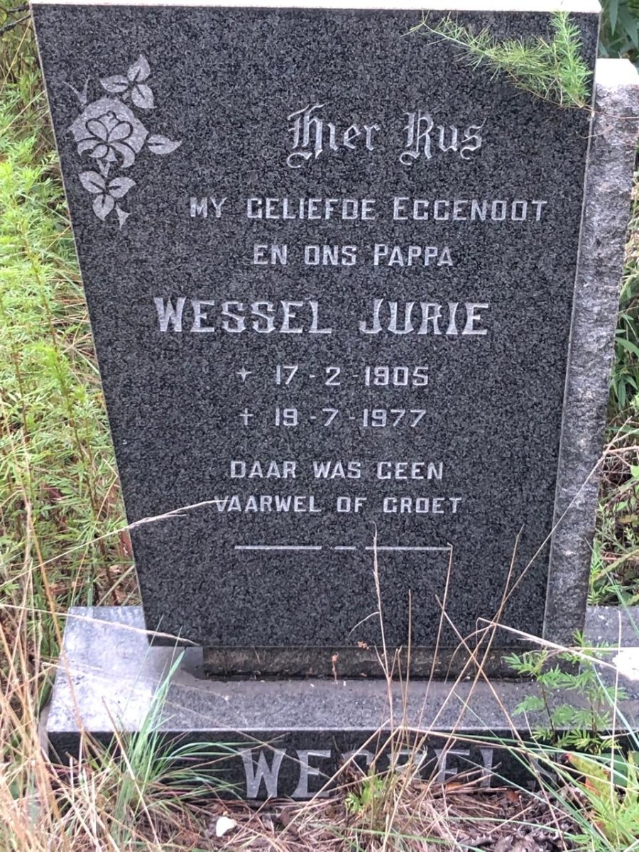 WESSELS Wessel Jurie 1905-1977