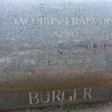 BURGER Jacobus Francois 1915-1955