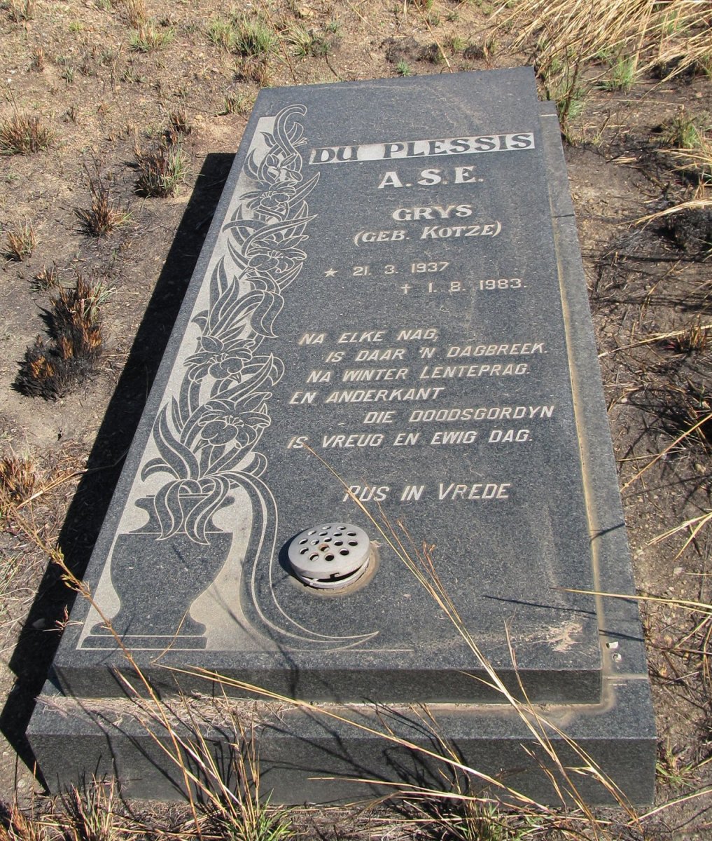 PLESSIS A.S.E., du nee KOTZE 1937-1983