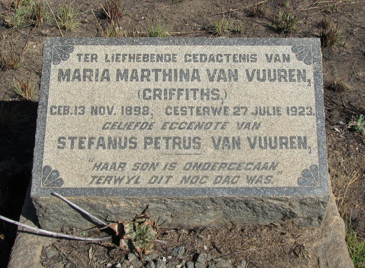VUUREN Maria Marthina, van nee GRIFFITHS 1898-1923