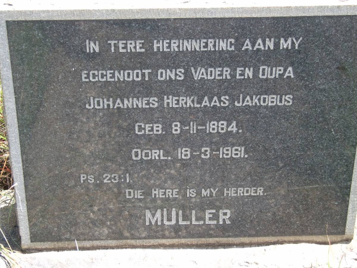 MULLER Johannes Herklaas Jakobus 1884-1961