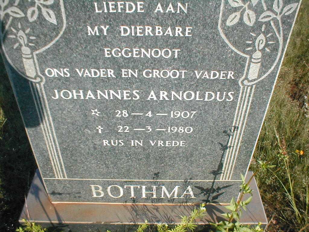 BOTHMA Johannes Arnoldus 1907-1980