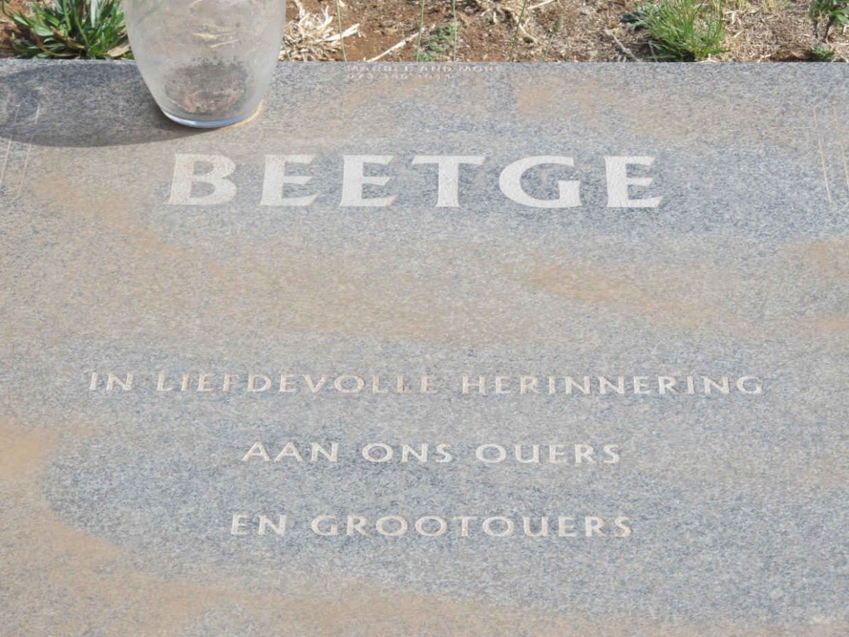 BEETGE Johannes Hermanus 1925-1992 &amp; Maria Elizabetha Johanna 1931-2012
