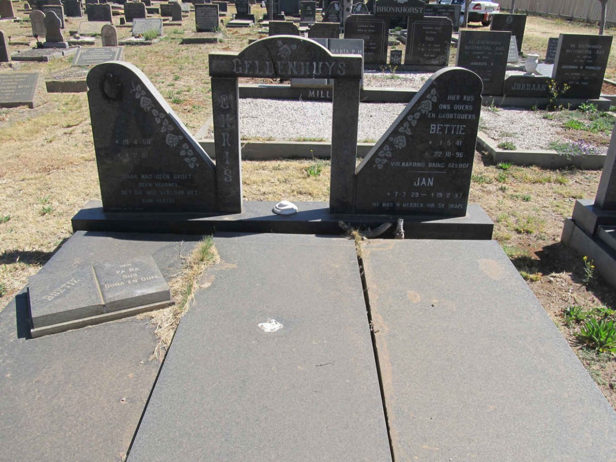 GELDENHUYS Jan 1929-1997 &amp; Bettie 1941-1996 :: GELDENHUYS Chris 1958-1981