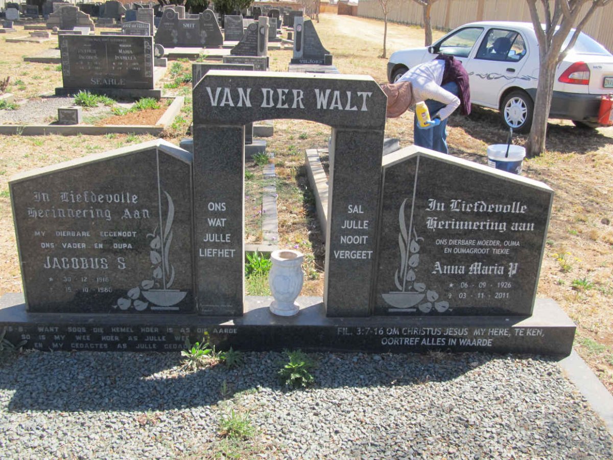 WALT Jacobus S., van der 1918-1980 &amp; Anna Maria P. 1926-2011