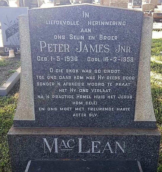 MacLEAN Peter James 1936-1958