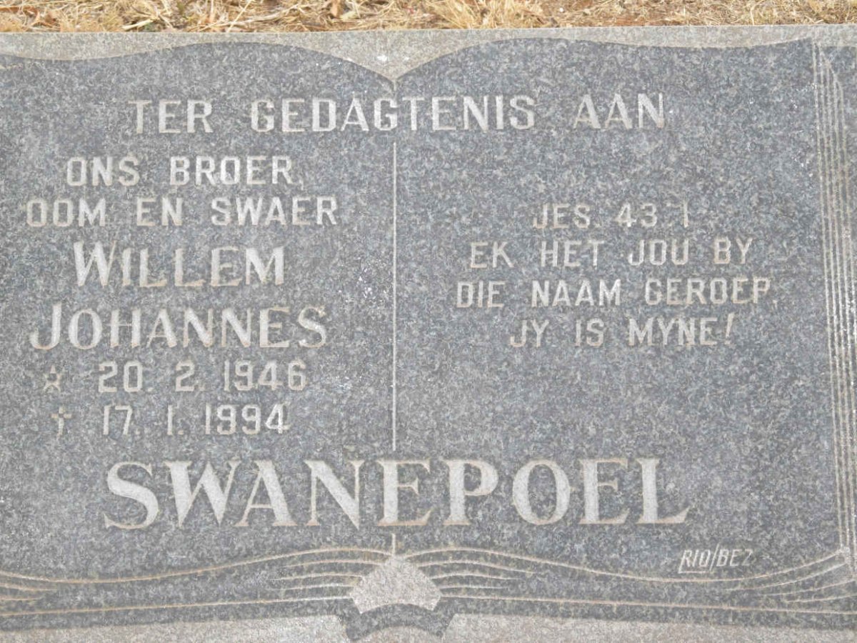 SWANEPOEL Willem Johannes 1946-1994