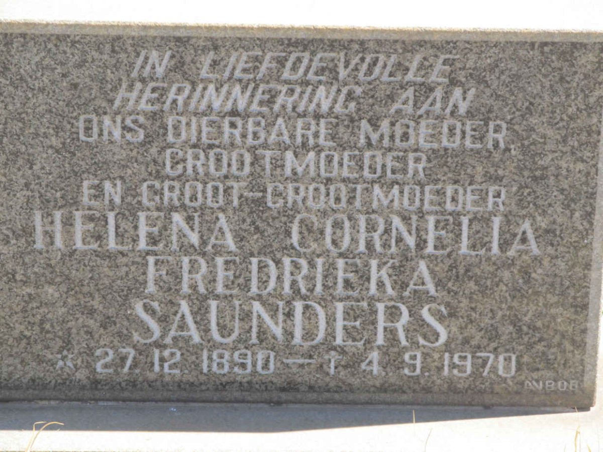 SAUNDERS Helena Cornelia Fredrieka 1890-1970