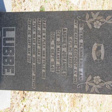 LUBBE Andries Johannes 1908-1949