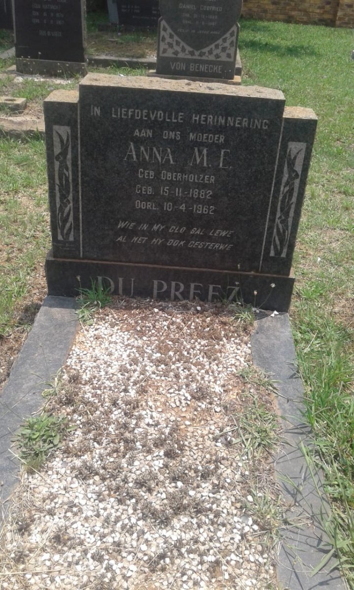 PREEZ Anna M.E., du nee OBERHOLZER 1882-1962